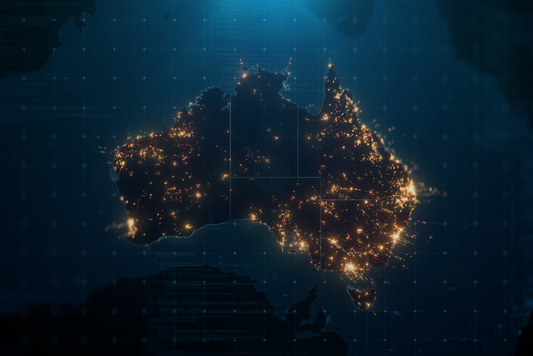 map of australia at night